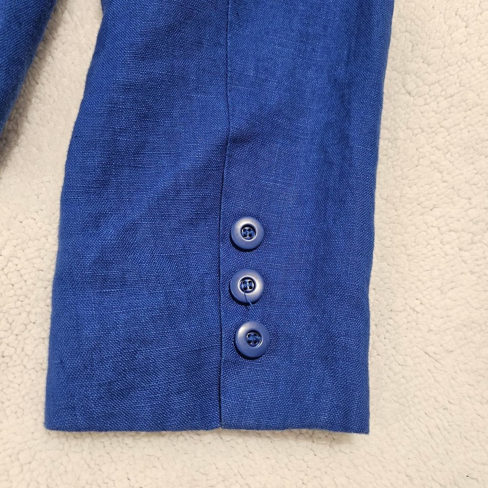 For Cynthia Blue linen blazer with white pinstripes lining - Picture 5 of 5